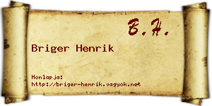 Briger Henrik névjegykártya